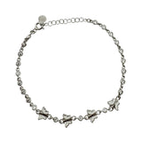 Bratara pentru Copii, Jolie, Argint 925, Model Fluture, cu Email si Zirconiu, 22 cm/4.4g Argintiu/Alb - vivimall.ro