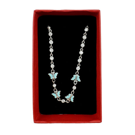 Detaliu brățară argint 925 Jolie model fluture, email turcoaz, latime 3 mm, lungime 22 cm