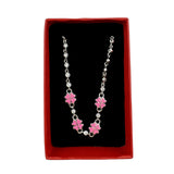Bratara pentru Copii, Jolie, Argint 925, Model Trifoi, cu Email si Zirconiu, 22 cm/4.4g Argintiu/Roz - vivimall.ro