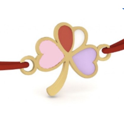 Bratara Placata cu Aur 24k pentru Copii, Snur Rosu, Model Trifoi cu Patru Foi, Multicolor - vivimall.ro