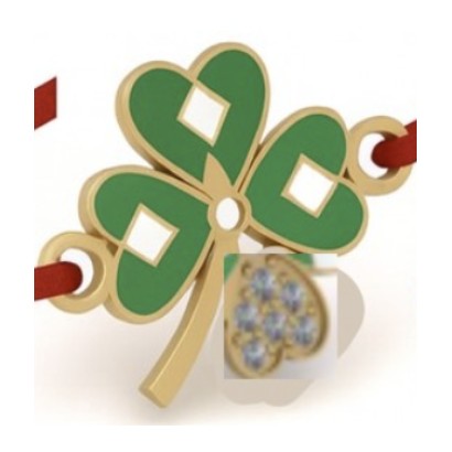 Bratara Placata cu Aur 24k pentru Copii, Snur Rosu, Model Trifoi cu Patru Foi, Verde - vivimall.ro