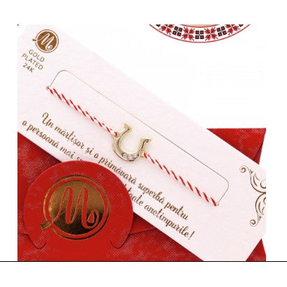 Bratara Placata cu Aur 24k, Snur Alb Rosu, Model 3 - vivimall.ro