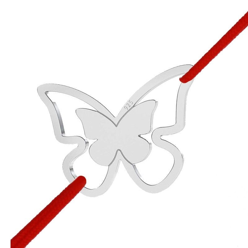 Bratara Snur Reglabil, Argint 925, Fluturas in Fluturas, Jolie Silver, 0.6 g, 1 cm x 1 cm - vivimall.ro