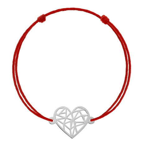 Bratara Snur Reglabil, Argint 925, Inima Brodata, Jolie Silver, 0.6 g, 1.3 cm x 1.3 cm - vivimall.ro