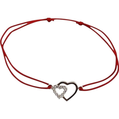 Bratara Snur Reglabil, Argint 925, Inimi Alaturate Cu Pietre, Jolie Silver, 0.6 g, 2 cm x 1 cm - vivimall.ro