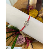 Bratara Snur Reglabil Rosu, Argint 925, Trifoi, Jolie Silver, 0.7 g, 15x10 mm - vivimall.ro