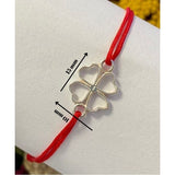 Bratara Snur Reglabil Rosu, Argint 925, Trifoi, Jolie Silver, 0.7 g, 15x10 mm - vivimall.ro