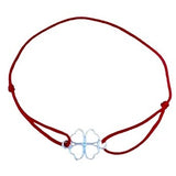 Bratara Snur Reglabil Rosu, Argint 925, Trifoi, Jolie Silver, 0.7 g, 15x10 mm - vivimall.ro