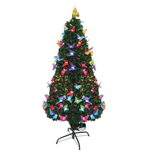 Színes, üvegszálas karácsonyfák pillangókkal - 150 cm