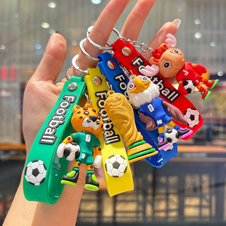 Breloc Chei, Flippy, Model Leopard, Mascota de Fotbal, Cupa Mondiala, Accesoriu Pentru Chei si Rucsac, Cauciuc Moale, 26 g, 6.2 x 3.4 cm, Verde - vivimall.ro