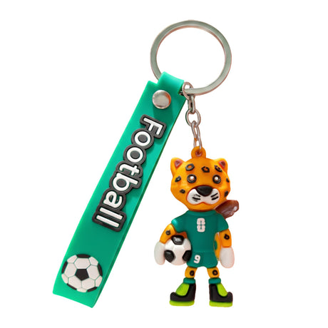 Breloc Chei, Flippy, Model Leopard, Mascota de Fotbal, Cupa Mondiala, Accesoriu Pentru Chei si Rucsac, Cauciuc Moale, 26 g, 6.2 x 3.4 cm, Verde - vivimall.ro