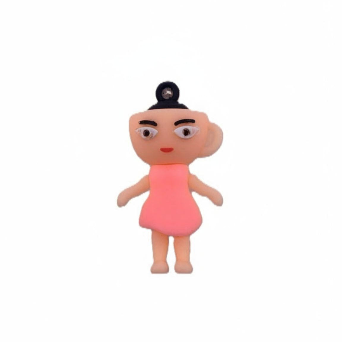 Breloc silicon Flippy Ballerina Cappuccina roz, figurină Brainrot 4 cm, vedere frontală