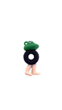 Breloc de Chei din Silicon, Flippy, Figurina Brainrot Broscuta cu Anvelopa Boneca Ambalabu, 4 cm, Negru/Verde - vivimall.ro