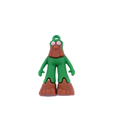 Breloc de Chei din Silicon, Flippy, Figurina Brainrot Brr Brr Patapim, 4 cm, Verde/Maro - vivimall.ro