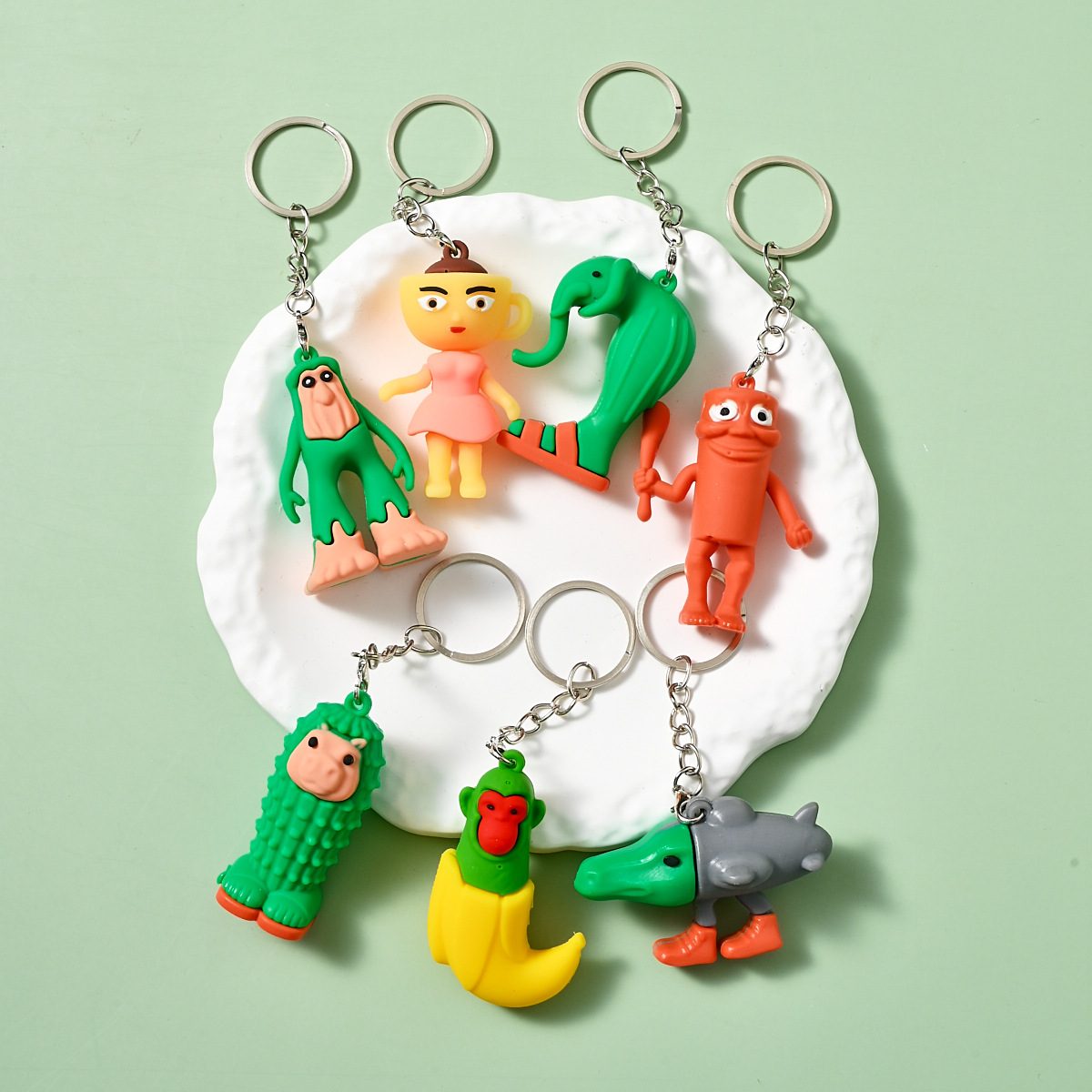 Breloc de Chei din Silicon, Flippy, Figurina Brainrot Cacto Hipopotamo, 4 cm, Verde - vivimall.ro