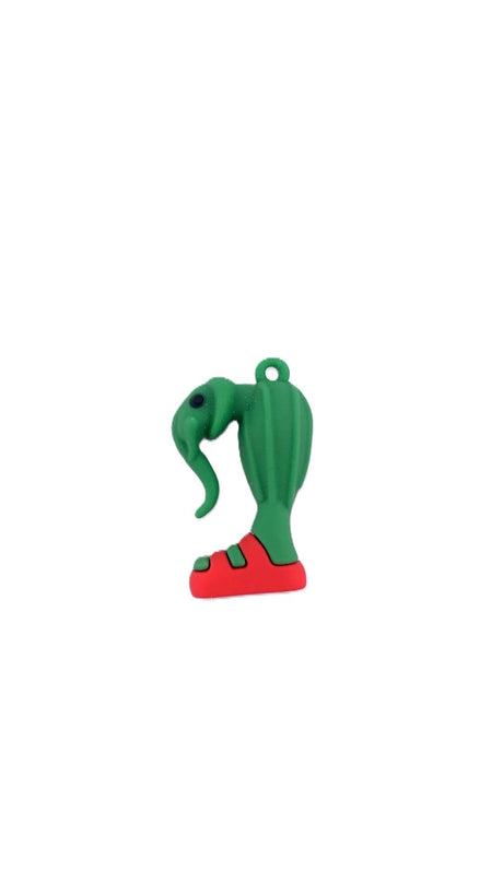 Breloc de Chei din Silicon, Flippy, Figurina Brainrot Elefant Cactus Lirili Larila, 4 cm, Verde/Rosu - vivimall.ro
