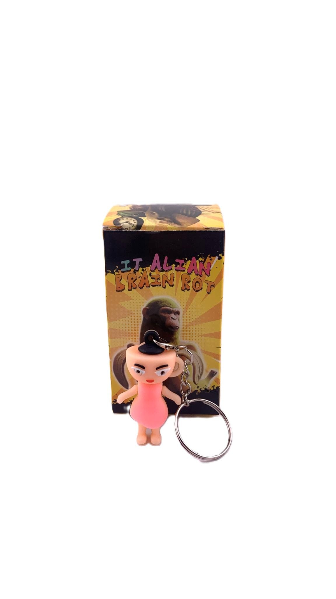 Detaliu textură silicon breloc Flippy Ballerina Cappuccina roz, dimensiune 4 cm