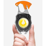 Breloc Multifunctional, Vivimall, Model W5147, Kit Supravietuire, Lanterna, Bricheta, Fluier, din ABS/Aluminiu, Alimentare USB, Negru/Portocaliu - vivimall.ro