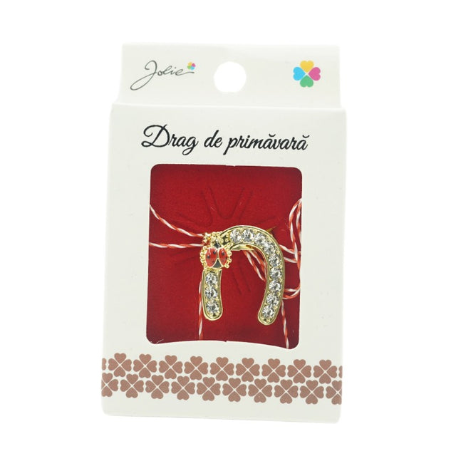 Brosa Mica in Cutie Potcoava cu Pietre - vivimall.ro