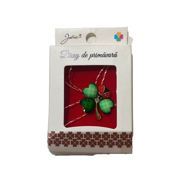 Brosa Mica in Cutie Jolie Trifoi cu Buburuza, 3x4 cm - vivimall.ro