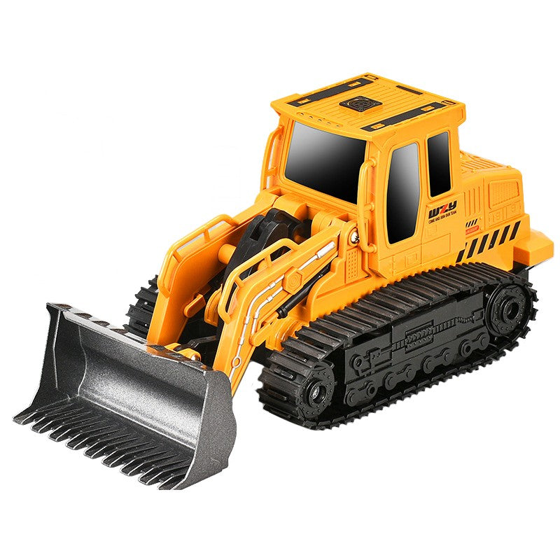 Buldozer cu Senile Jucarie pentru Copii, Vivimall, Jucarie Buldozer cu Telecomanda, Jucarie de Constructie, Acumulator cu Incarcare USB, 25 x 12 x 12 cm, Galben - vivimall.ro
