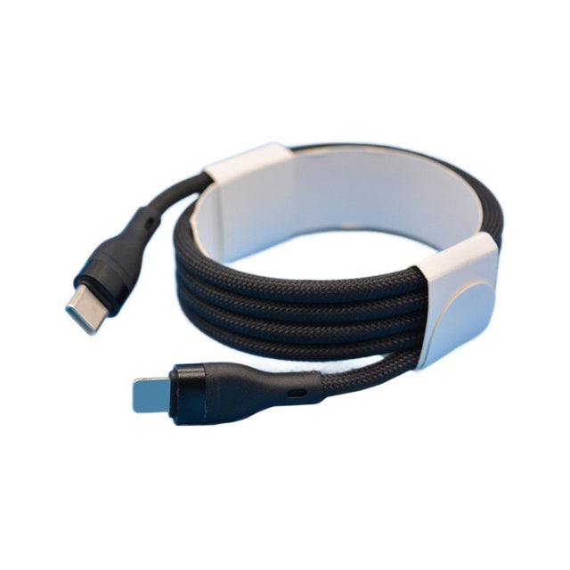 Cablu de Date impletit din Nailon, Flippy, Incarcare Rapida, Potrivit Compatibil cu iPhone, Cablu de Incarcare cu Power Delivery 20W, 1 m, Negru - vivimall.ro