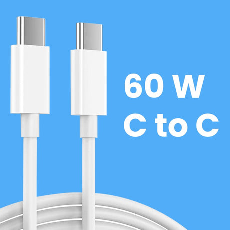 Cablu de Date pentru Telefon, Flippy, Cablu TYPE-C to TYPE-C Universal, Compatibil cu iOS si Android, Power Delivery 60W 130 cupru, 1 M, Simplu, Alb - vivimall.ro