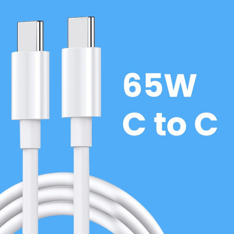 Cablu de Date pentru Telefon, Flippy, Cablu TYPE-C to TYPE-C Universal, Compatibil cu iOS si Android, Power Delivery 65W 130 cupru, 1 M, Simplu, Alb - vivimall.ro