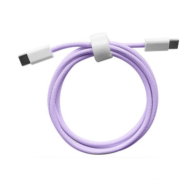 Cablu de Date Universal, Flippy, Incarcare Rapida, Type-C to Type-C Compatibil cu Telefon sau Tableta, Cablu de Incarcare Impletit din Nailon, 1 m, Mov - vivimall.ro