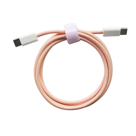 Cablu de Date Universal, Vivimall, Incarcare Rapida, Type-C to Type-C Compatibil cu Telefon sau Tableta, Cablu de Incarcare Impletit din Nailon, 1 m, Roz - vivimall.ro