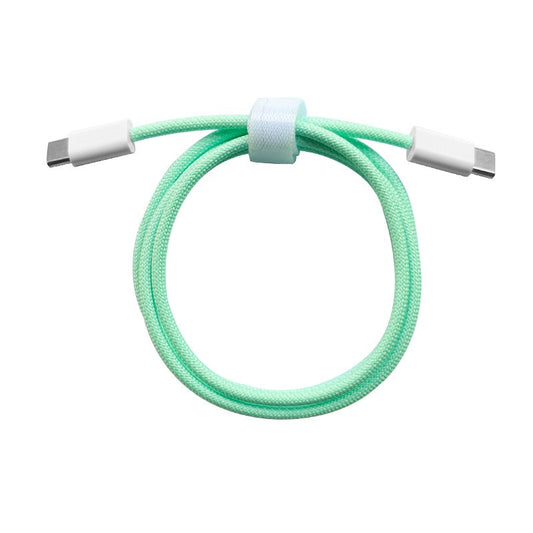 Cablu de Date Universal, Vivimall, Incarcare Rapida, Type-C to Type-C Compatibil cu Telefon sau Tableta, Cablu de Incarcare Impletit din Nailon, 1 m, Verde - vivimall.ro