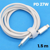 Cablu de Incarcare Rapida pentru Telefon, Flippy, Power Delivery 27W, Potrivit Compatibil cu iPhone, Impletit texturat cu Nailon, C to Lightning, 1.5 m 160 cupru, Alb - vivimall.ro
