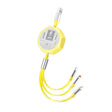 Cablu Retractabil 3in 1 pentru Telefon, Vivimall, Cablu de incarcare rapida 100W, stil Mecha, potrivit pentru Auto, Universal 1.2M, Galben - vivimall.ro