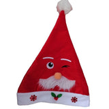 Caciula de Mos Craciun, Vivimall, Model 3 Mos Craciun cu Mustata, Marime Universala, Material Textil, 30 x 40 cm, Alb/Rosu - vivimall.ro