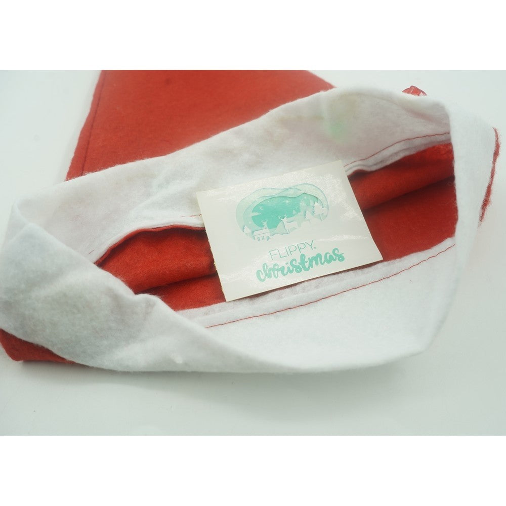 Caciulita de Mos Craciun,Flippy, cu braduti  ,led si muzica,  rosie, marime universala, poliester - vivimall.ro