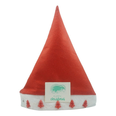 Caciulita de Mos Craciun,Flippy, cu braduti ,led si muzica, rosie, marime universala, poliester - vivimall.ro