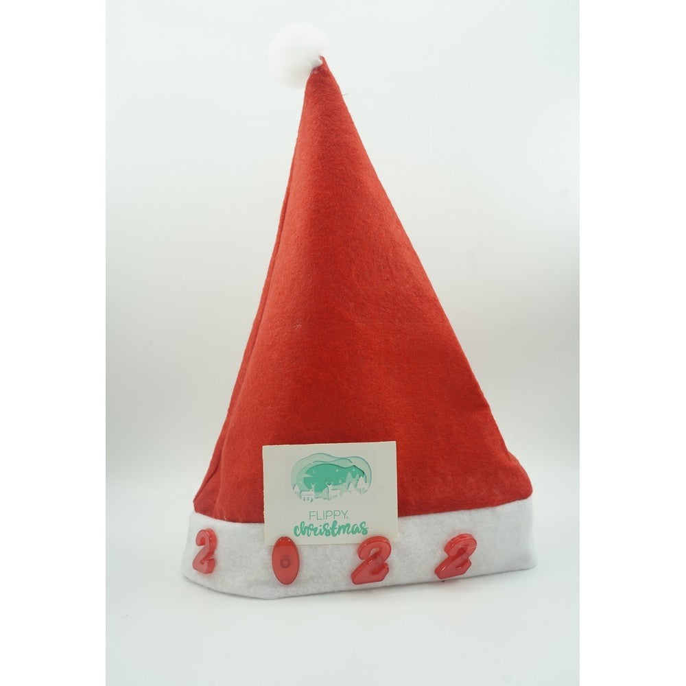 Caciulita de Mos Craciun,Vivimall, cu inscriptie 2022 si led, rosie, marime universala, poliester - vivimall.ro