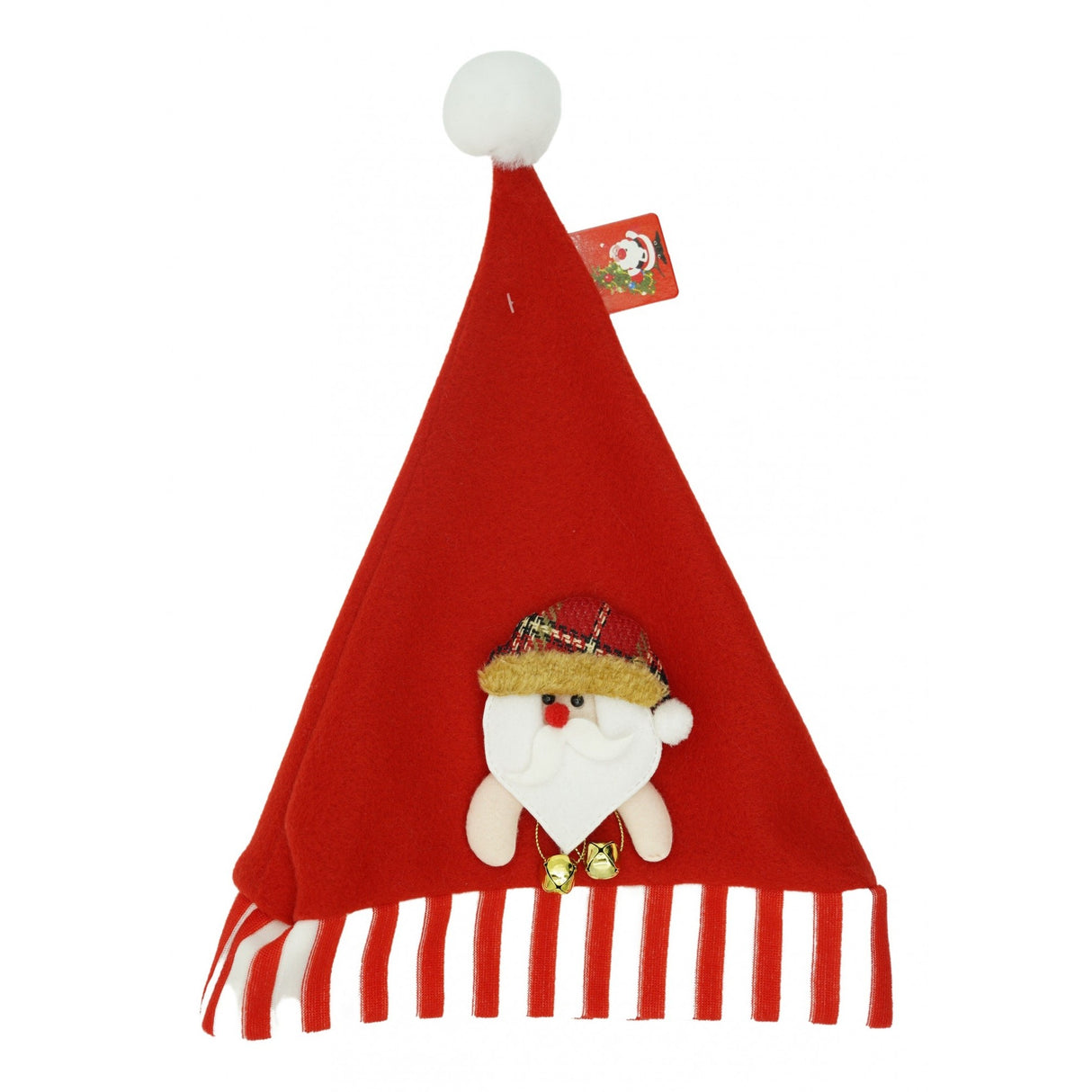 Mikulás sapka, Mikulás díszrel, piros, univerzális méret, textil anyag