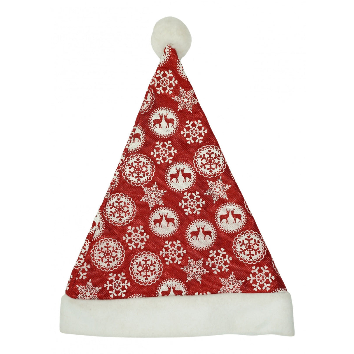 Caciulita de Mos Craciun, Vivimall,cu ornament fulg de nea si sclipici, rosie, marime universala, material textil - vivimall.ro