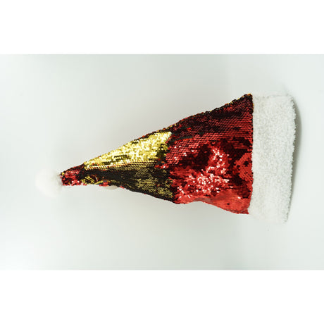 Caciulita de Mos Craciun, Vivimall,cu strasuri, in 2 culori, rosie - aurie, marime universala, material textil - vivimall.ro