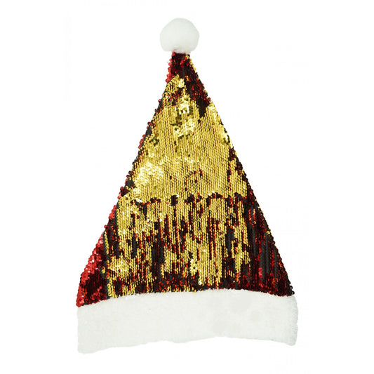 Caciulita de Mos Craciun, Vivimall,cu strasuri, in 2 culori, rosie - aurie, marime universala, material textil - vivimall.ro