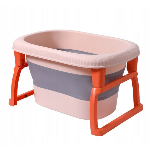 Cada Pliabila pentru Baie, Vivimall, din PP+TPE, pentru Copii 0-6 Ani, cu Picioare, Suport de Sezut, Scurgere Etans, 80 x 52 x 42 cm, Portocaliu - vivimall.ro