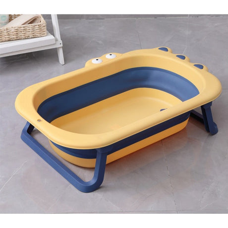 Cada Pliabila pentru Baie, Vivimall, din PP+TPR, pentru Copii 0-6 Ani, Model Crocodil, Dop de Scurgere, 80x54x21 cm, Galben/Albastru - vivimall.ro