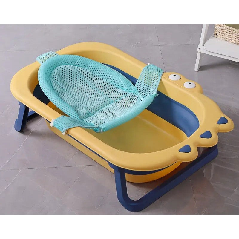 Cada Pliabila Pentru Baie, Din Pp+Tpr, Pentru Copii 0-6 Ani, Model Crocodil, Dop De Scurgere, 80X54X21 Cm, Galben/Albastru - vivimall.ro