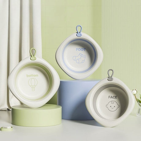 Cada Pliabila pentru Baie pentru Copii, Vivimall, Cadita pentru Bebelusi, Model Romb cu Balon, Verde, 31.5x31.5x3.5 cm, 3L - vivimall.ro