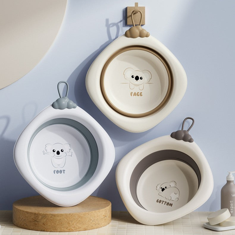 Cada Pliabila pentru Baie pentru Copii, Vivimall, Cadita pentru Bebelusi, Model Romb Koala, Gri, 30x30x3.5 cm, 4L - vivimall.ro