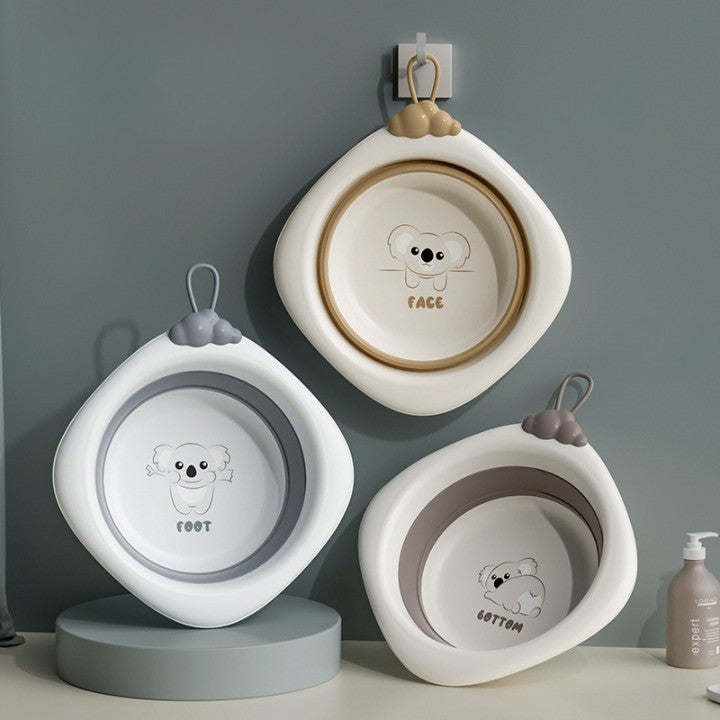 Cada Pliabila pentru Baie pentru Copii, Vivimall, Cadita pentru Bebelusi, Model Romb Koala, Gri, 30x30x3.5 cm, 4L - vivimall.ro