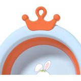 Cada Pliabila pentru Baie pentru Copii, Vivimall, Cadita pentru Bebelusi, Model Rotund cu Iepuras, Blue, 30x31x3.5 cm, 3.3 L - vivimall.ro