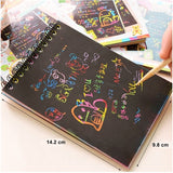 Caiet Cu Fise Razuibile Diy Magic Scratch, 12 File, Curcubeu, Creion Din Lemn, Cartonase Negre, Verde Deschis, 14.2 X 9.8 Cm - vivimall.ro