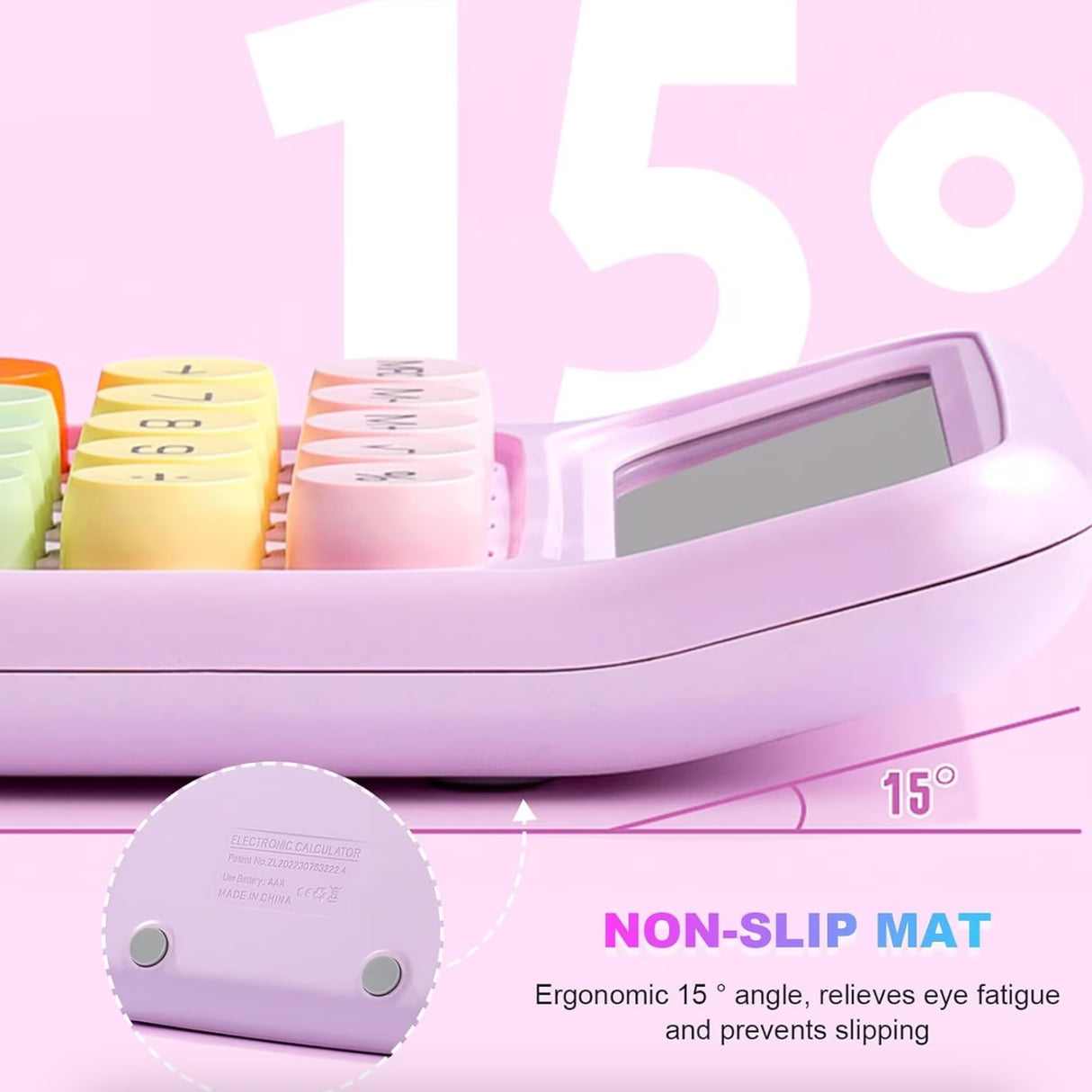 Calculator Electronic pentru Copii, Flippy, Calculator Dragut pentru Scoala Primara, Ecran mare 12 digits si Tastatura Mecania, 16 x 11 x 2 cm, Roz - vivimall.ro